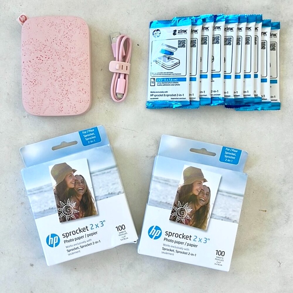 HP Sprocket 2x3” Instant Smartphone Photo Printer +300 Sheets Sticky Photo Paper